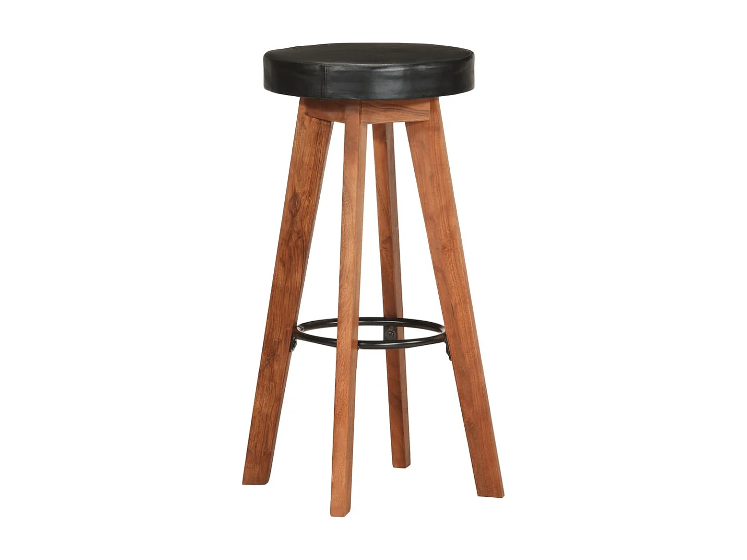 Barhocker 2 Stk. Echtleder und Massivholz Akazie