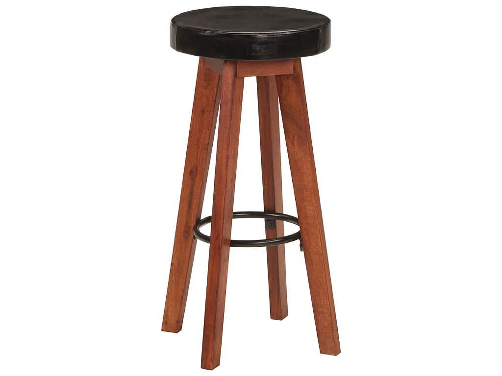Tabourets de bar 2 pcs Cuir véritable et bois d'acacia solide