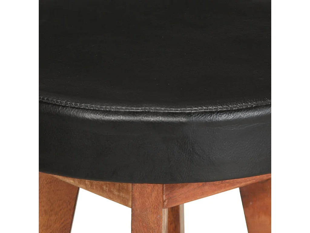 Sgabelli da Bar 2 pz in Vera Pelle e Legno Massello di Acacia
