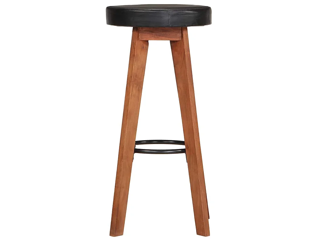 Tabourets de bar 2 pcs Cuir véritable et bois d'acacia solide