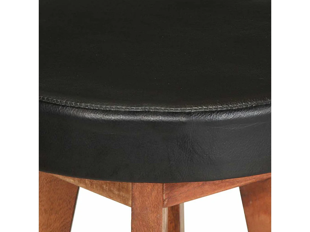 Tabourets de bar 2 pcs Cuir véritable et bois d'acacia solide
