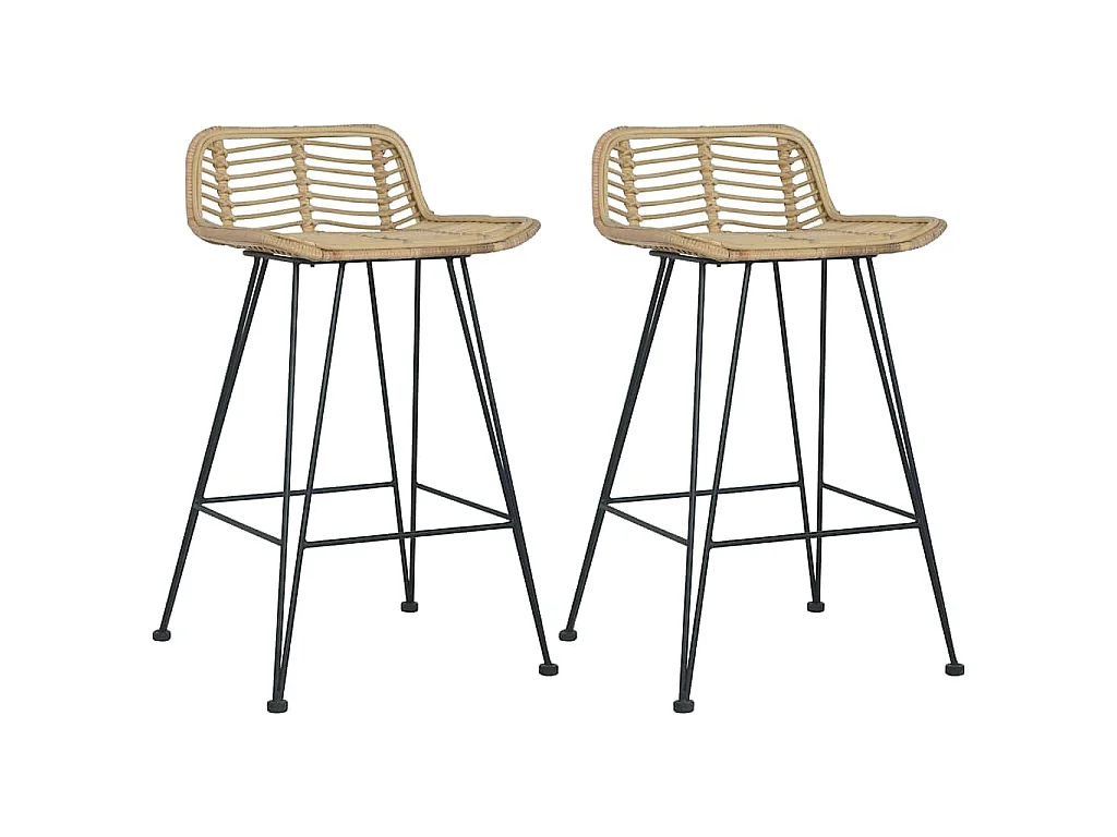 Chaises de bar lot de 2 rotin Naturel