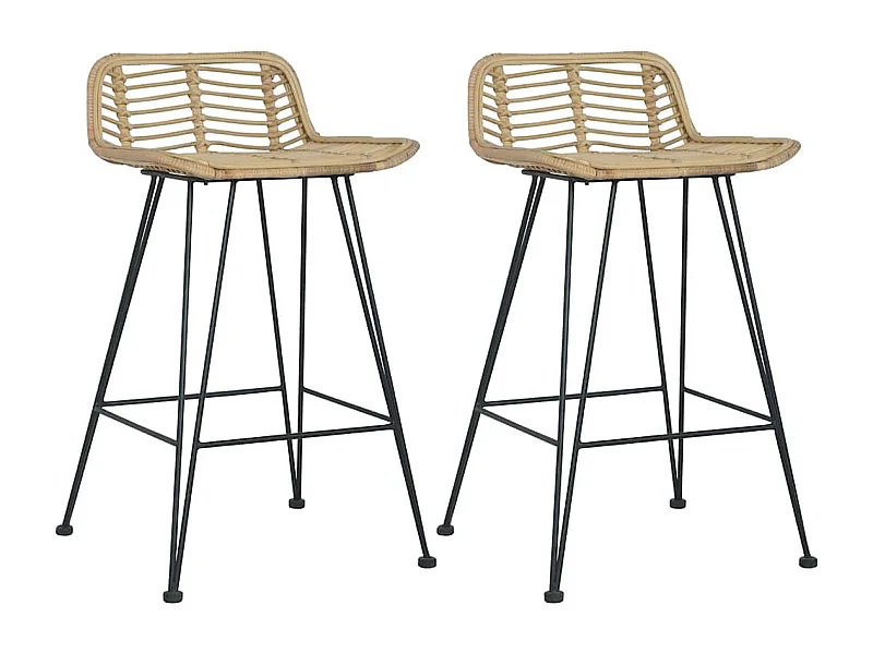 Chaises de bar lot de 2 rotin Naturel