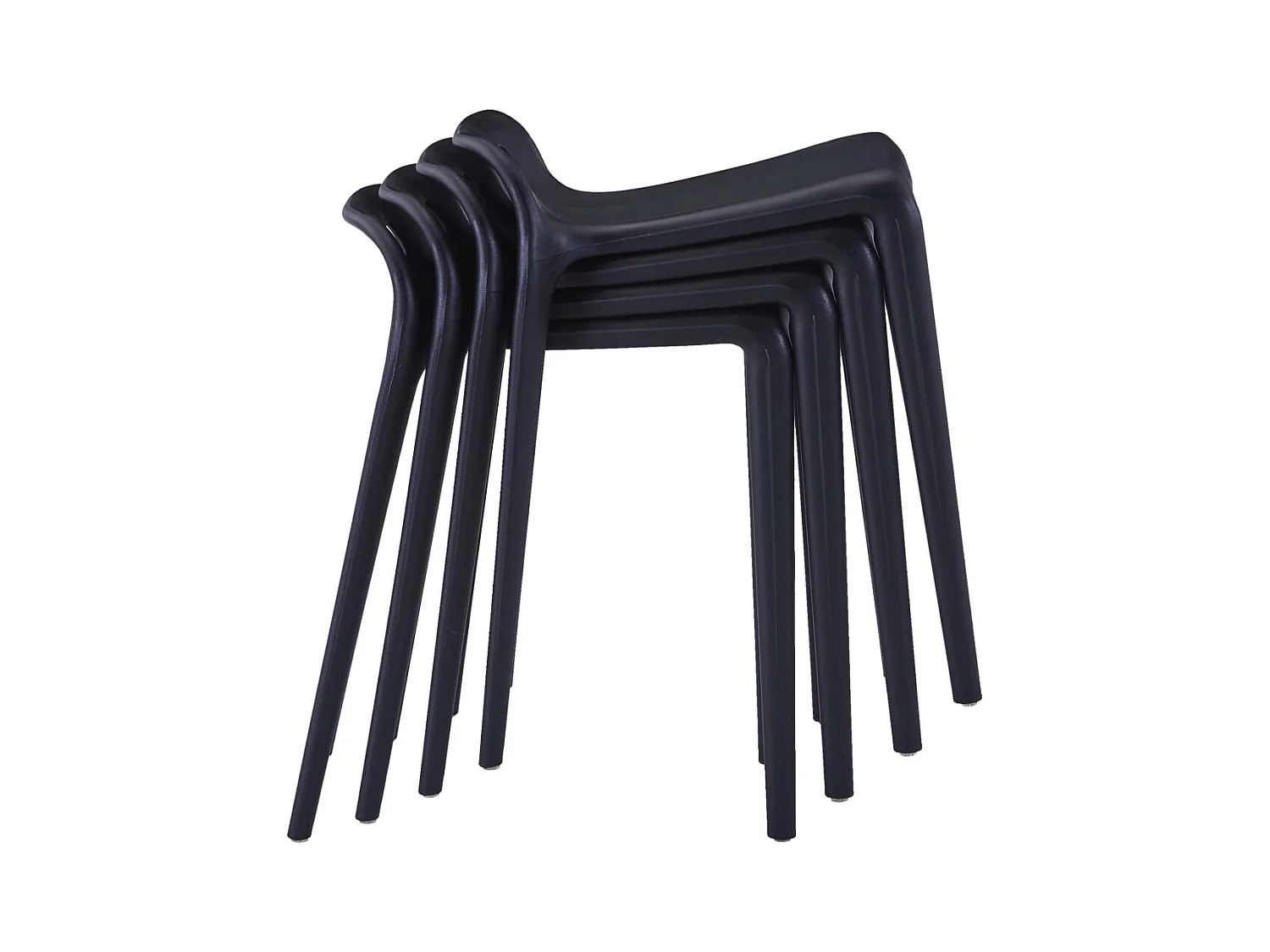 Tabourets empilables lot de 4 noir plastique