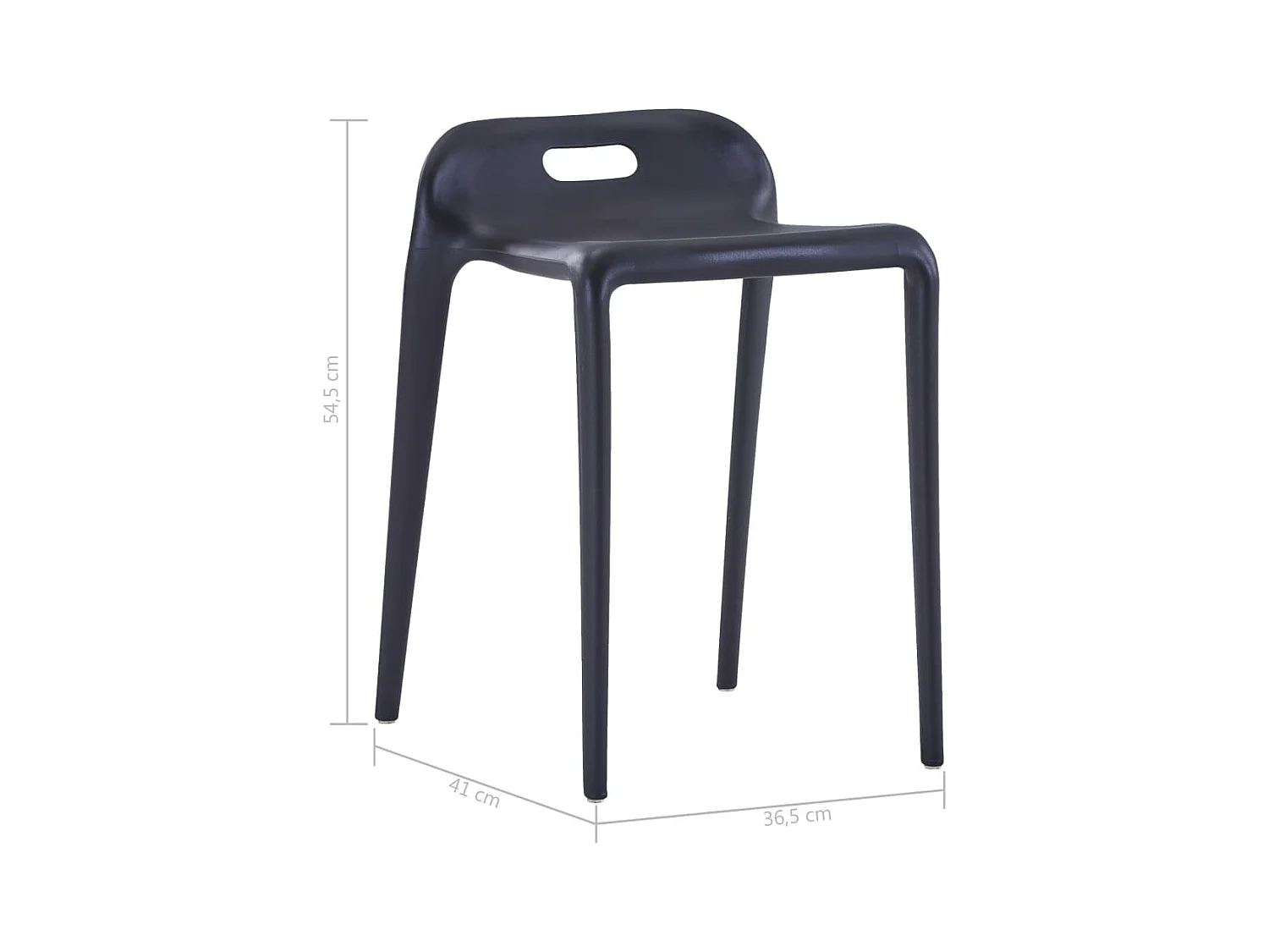 Tabourets empilables lot de 4 noir plastique