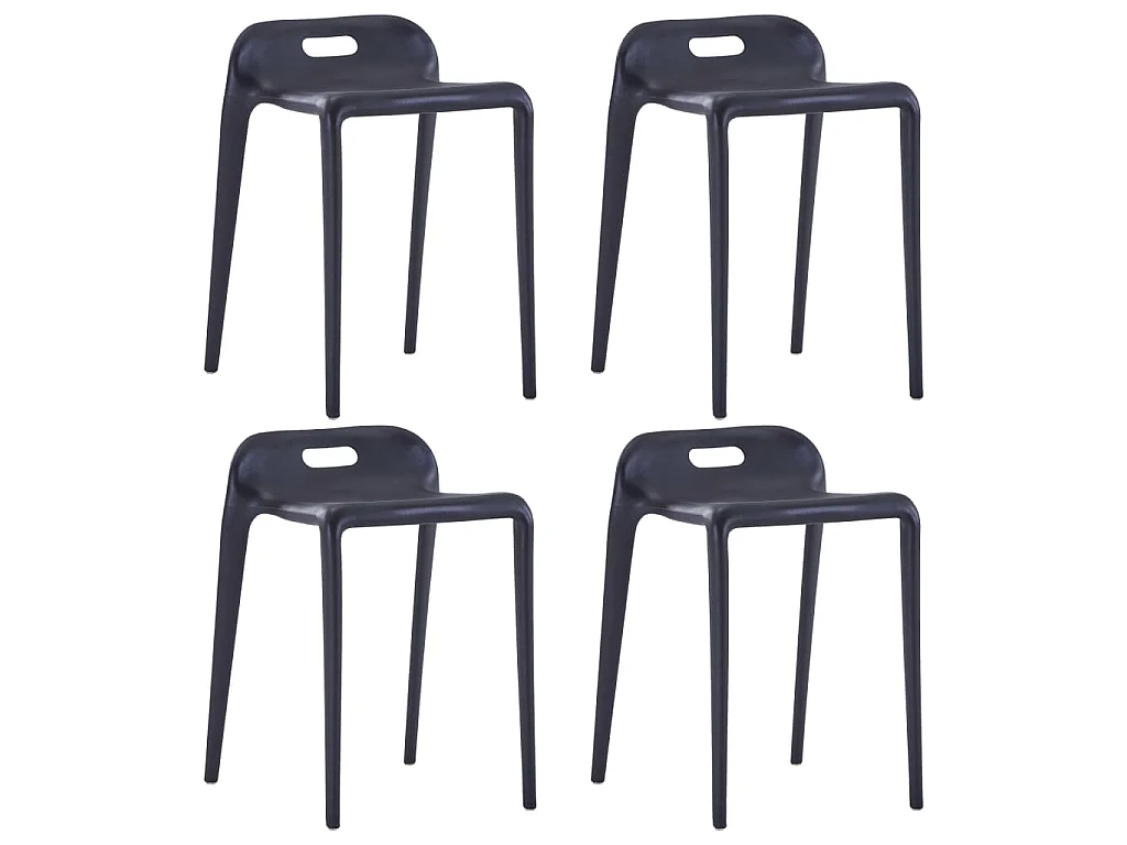 Bancos empilháveis 4 pcs plástico preto