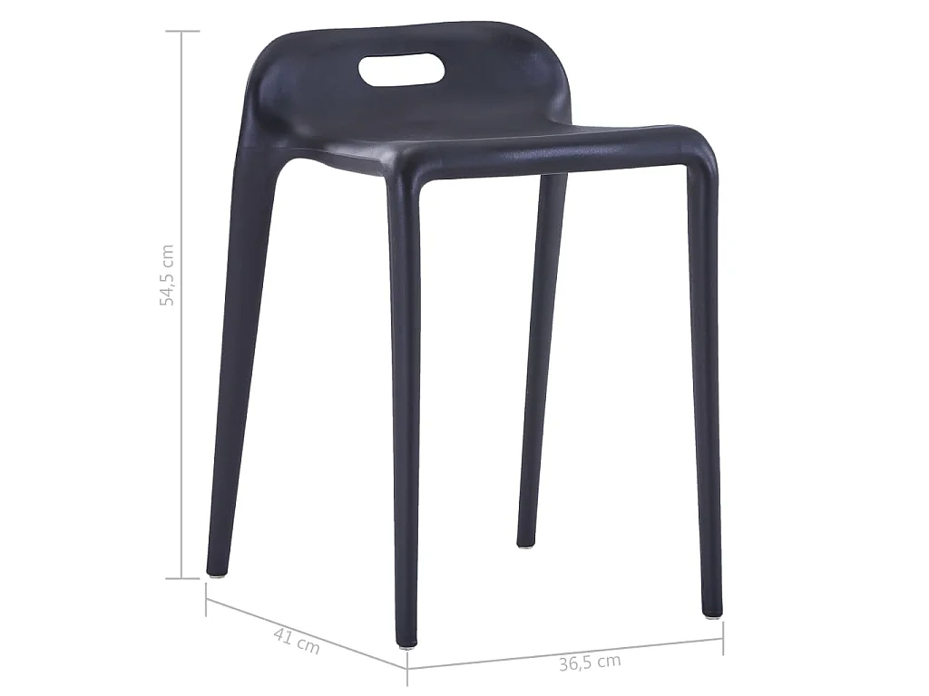 Bancos empilháveis 4 pcs plástico preto