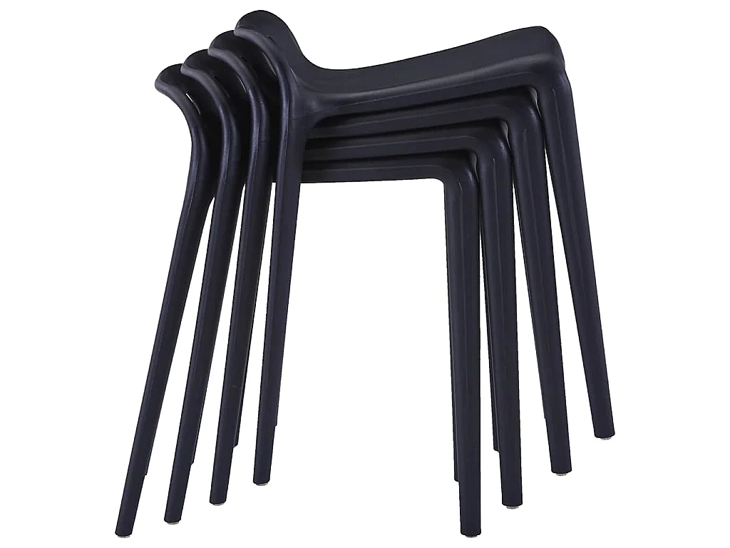 Tabourets empilables lot de 4 noir plastique