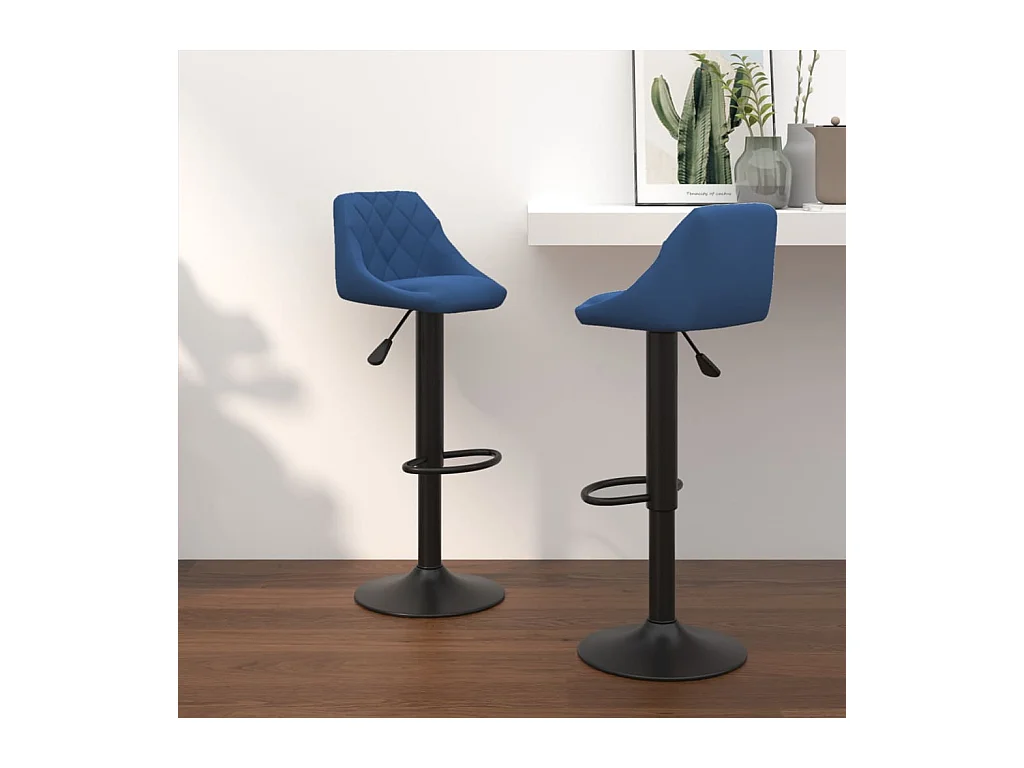 Tabourets de bar lot de 2 bleu velours