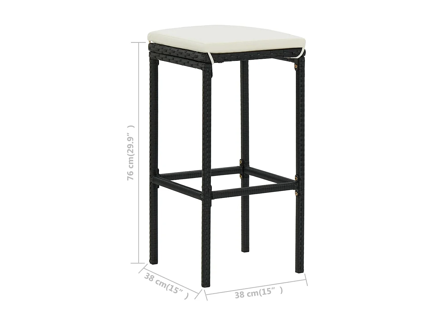 Barhocker mit Kissen 2 Stk. Schwarz Poly Rattan