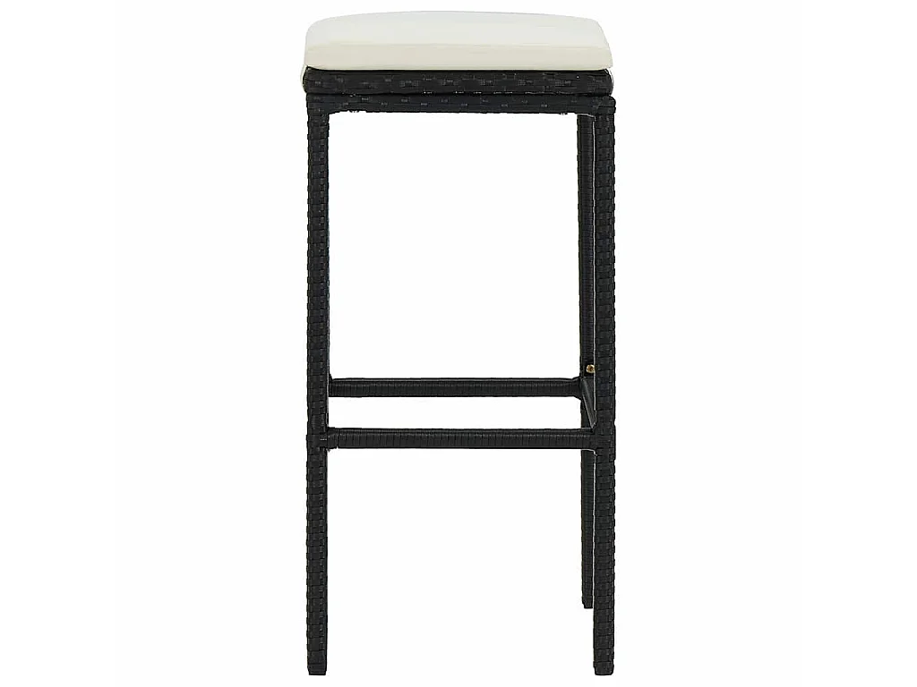 Barkrukken met kussens 2 st poly rattan zwart