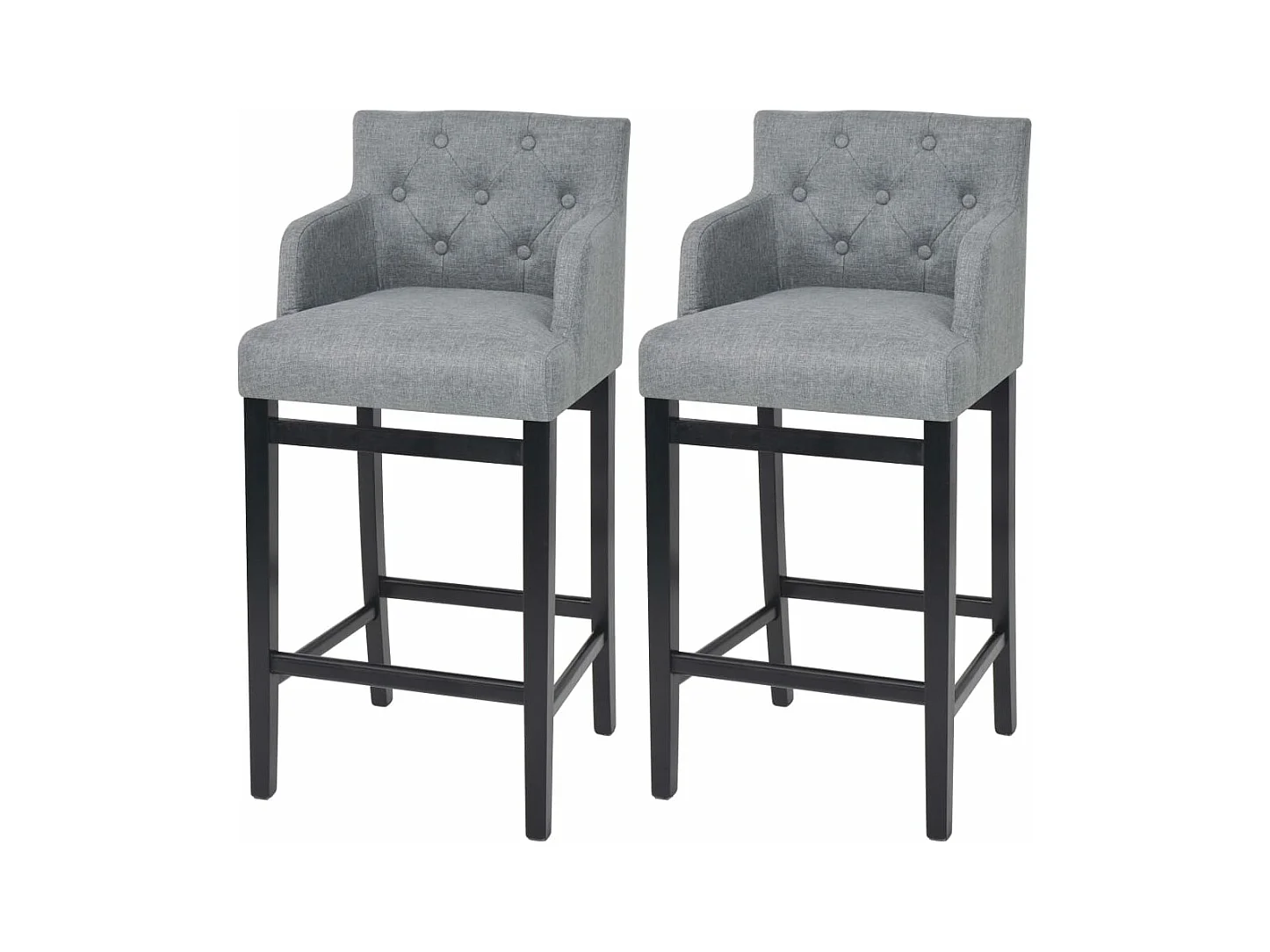 Tabourets de bar lot de 2 gris clair tissu