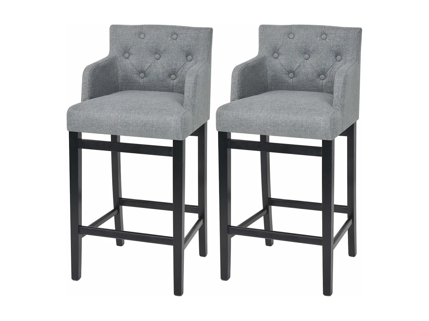 Tabourets de bar lot de 2 gris clair tissu