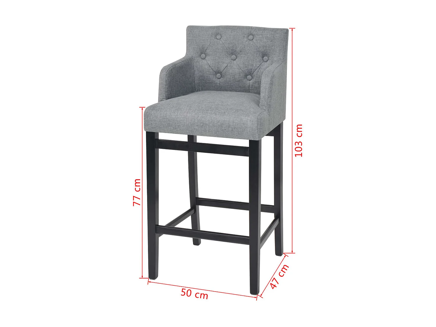 Tabourets de bar lot de 2 gris clair tissu