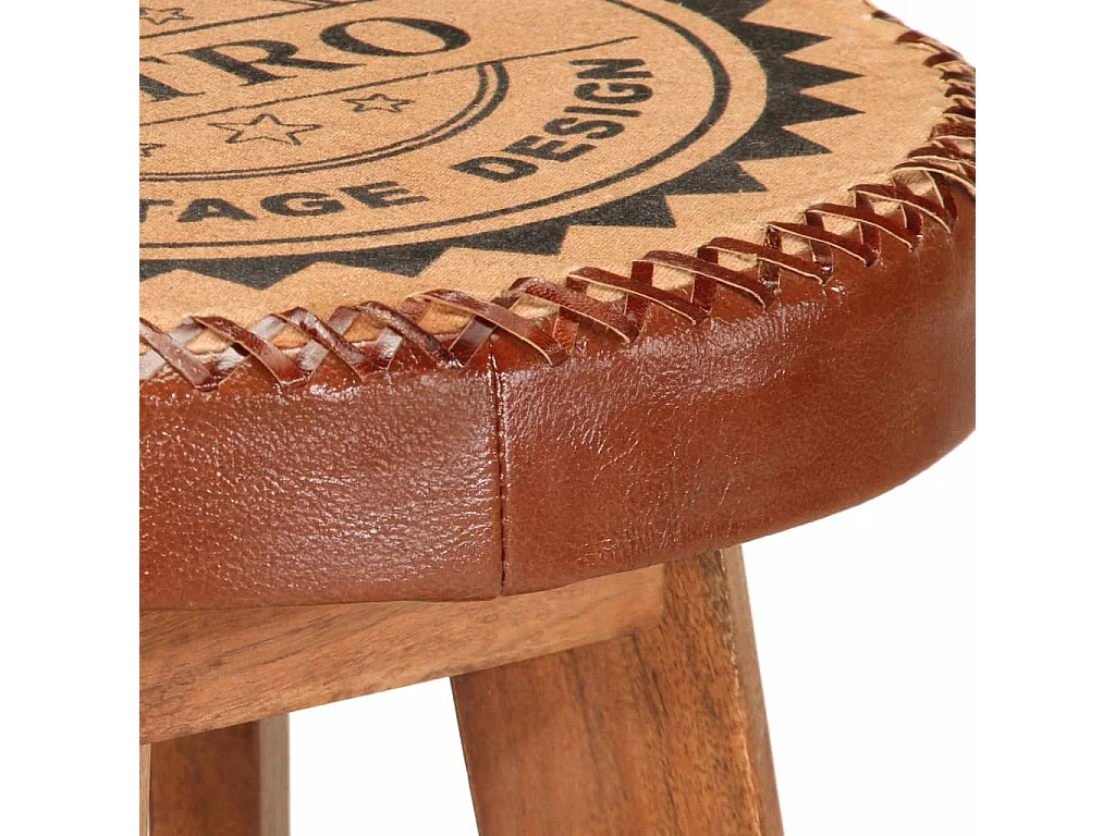 Sgabelli da Bar 2 pz in Vera Pelle e Legno Massello di Acacia