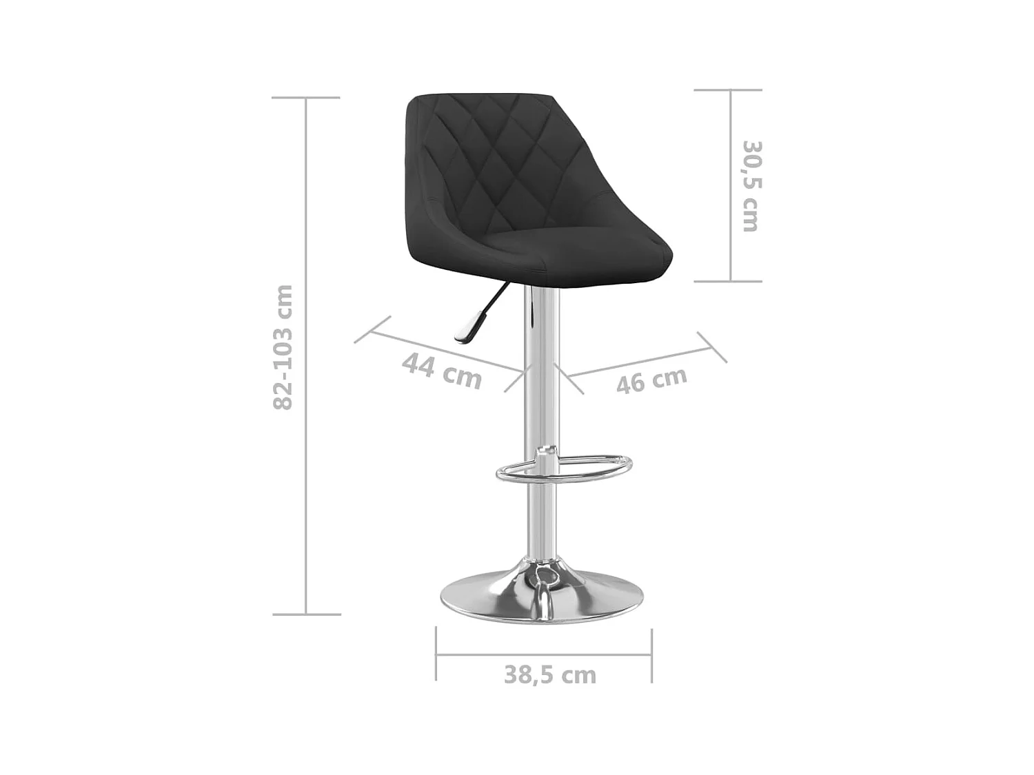 Tabourets de bar lot de 2 noir velours