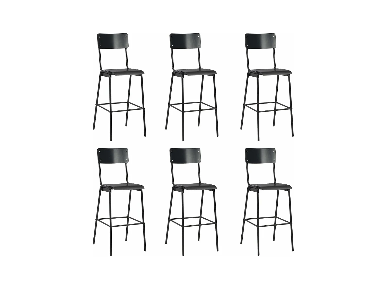 Barstoelen 6 st massief multiplex staal zwart