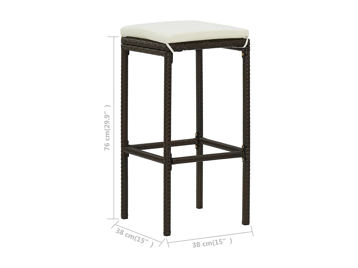 Sgabelli da Bar con Cuscini 2 pz Marroni in Polyrattan