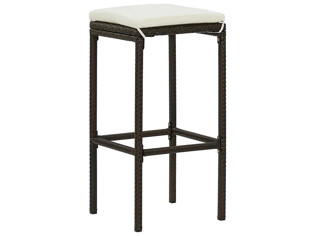 Sgabelli da Bar con Cuscini 2 pz Marroni in Polyrattan
