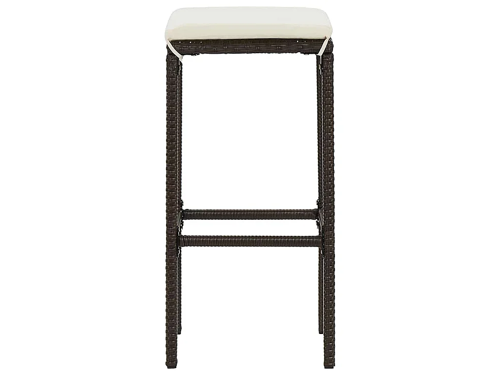 Sgabelli da Bar con Cuscini 2 pz Marroni in Polyrattan