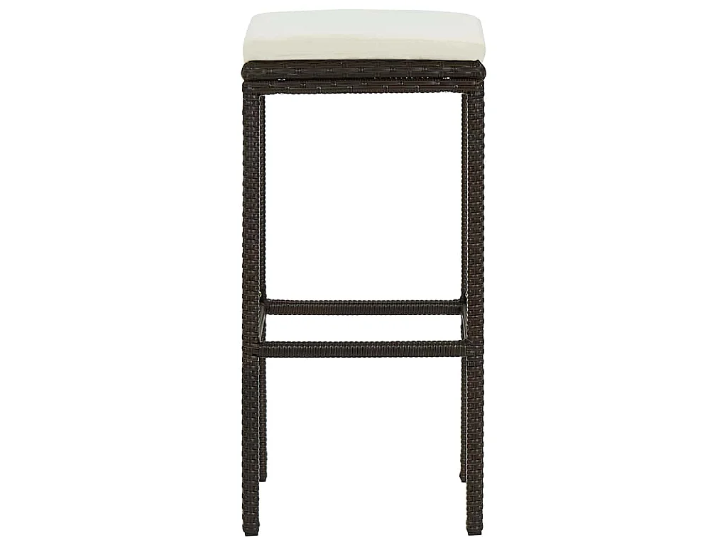 Sgabelli da Bar con Cuscini 2 pz Marroni in Polyrattan