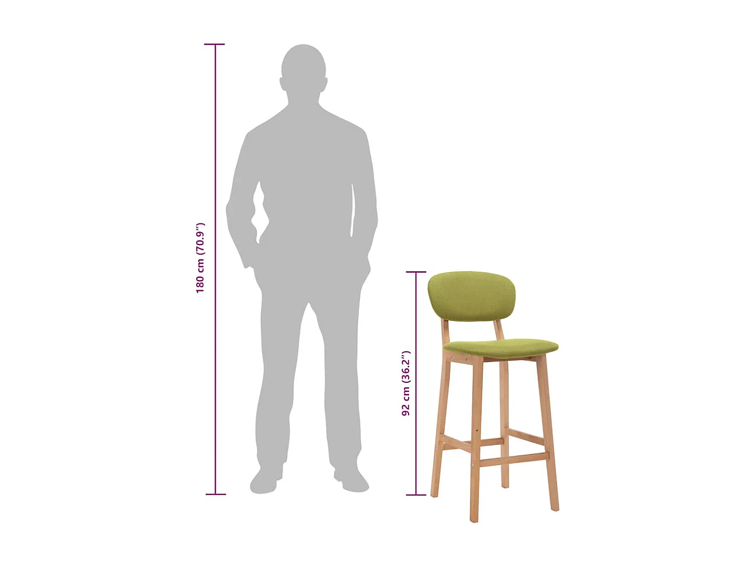 Tabourets de bar lot de 2 vert tissu