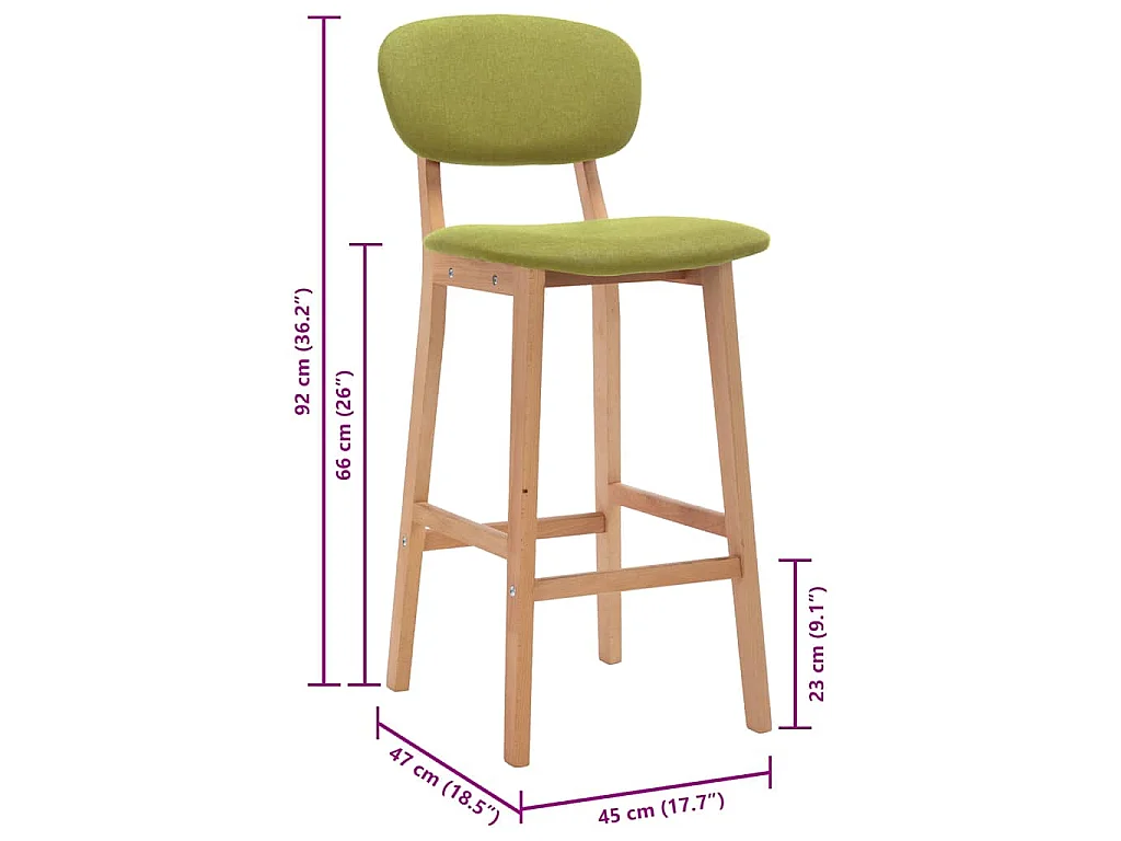 Bancos de bar 2 pcs tecido verde