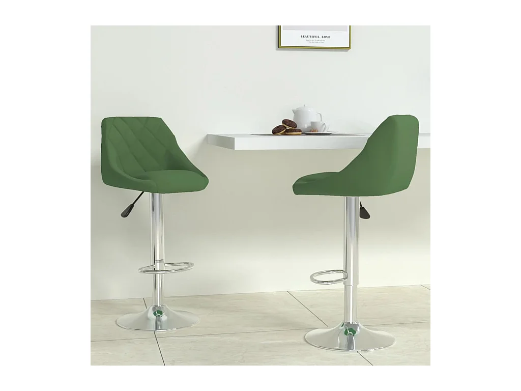 Tabourets de bar lot de 2 vert foncé velours