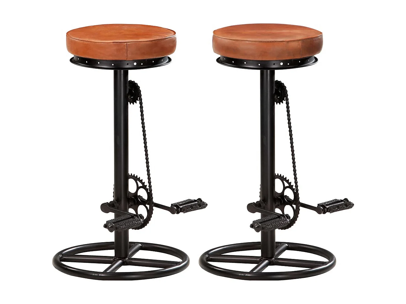 Bancos de bar 2 pcs couro de cabra genuíno preto e castanho