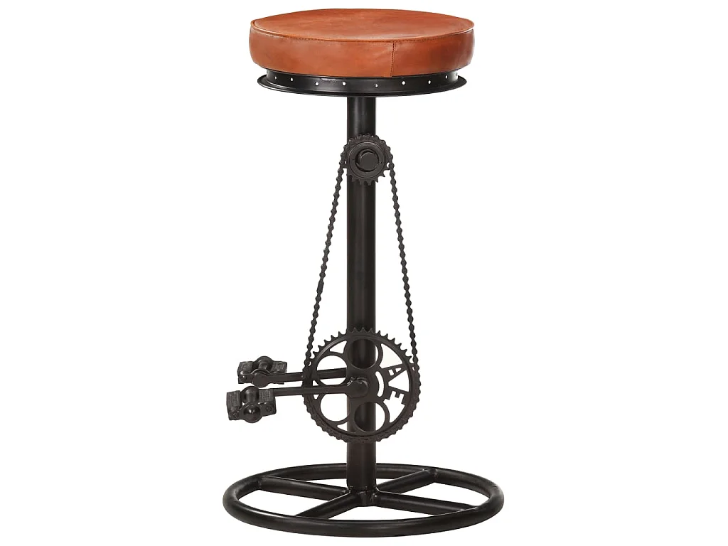 Barhocker 2 Stk. Schwarz und Braun Echtes Ziegenleder