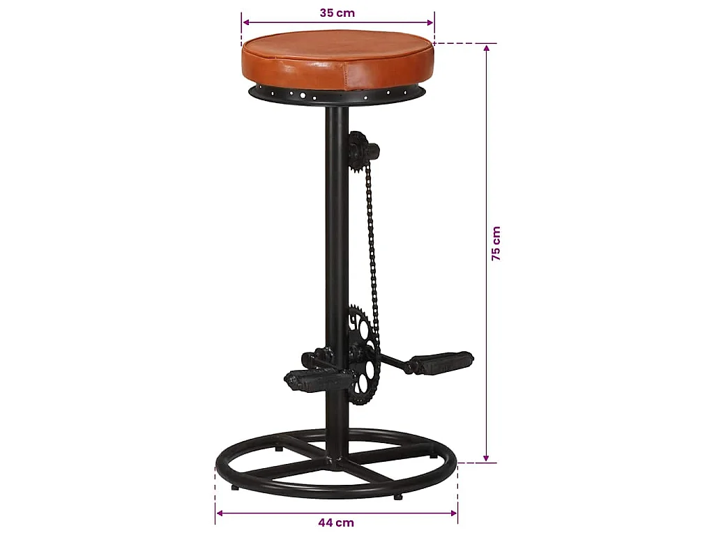Tabourets de bar lot de 2 noir/marron cuir véritable de chèvre