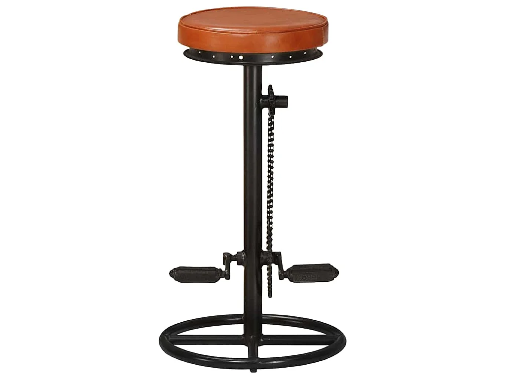Tabourets de bar lot de 2 noir/marron cuir véritable de chèvre