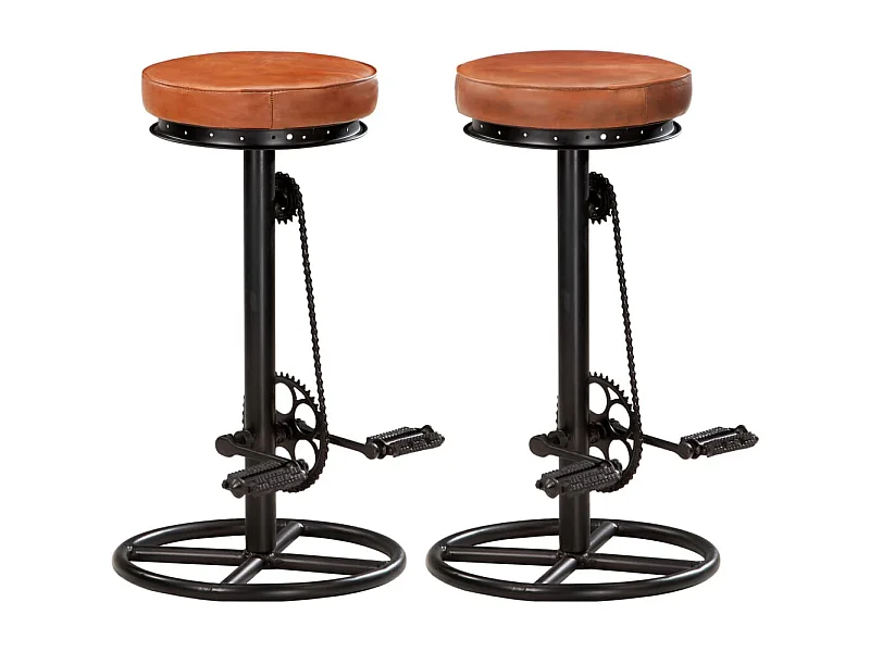 Barkrukken 2 st echt geitenleer zwart en bruin