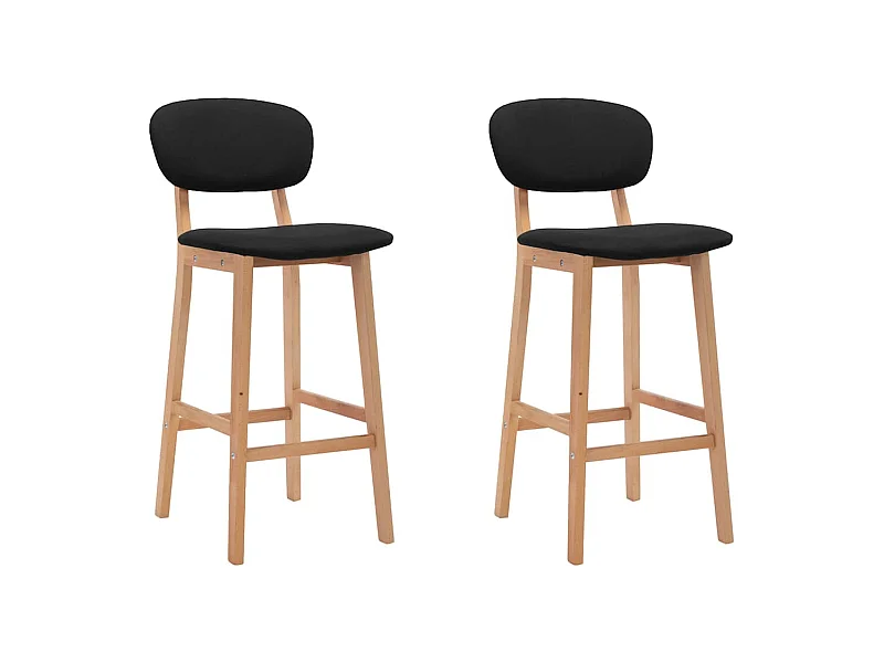 Tabourets de bar lot de 2 noir tissu