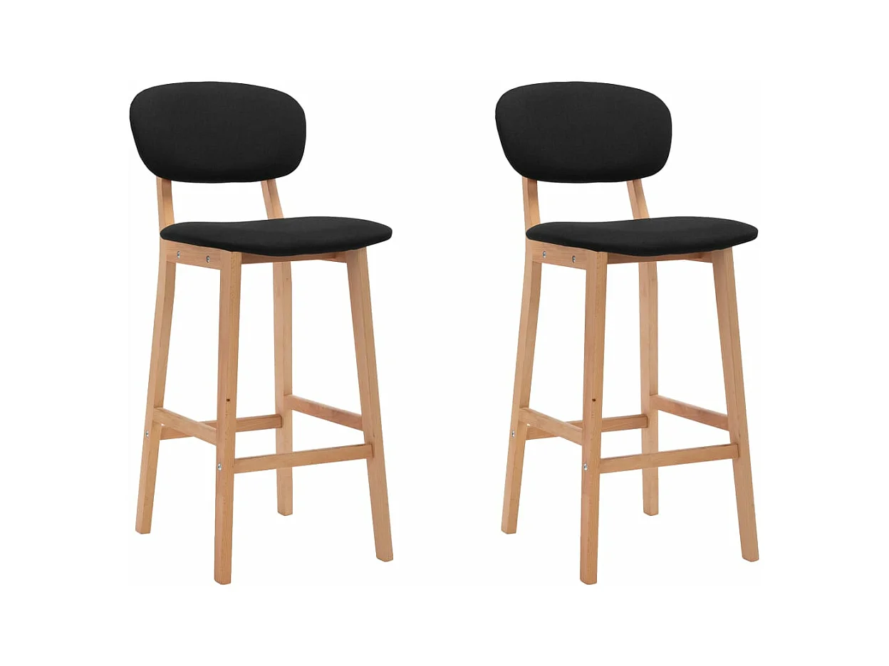 Tabourets de bar lot de 2 noir tissu