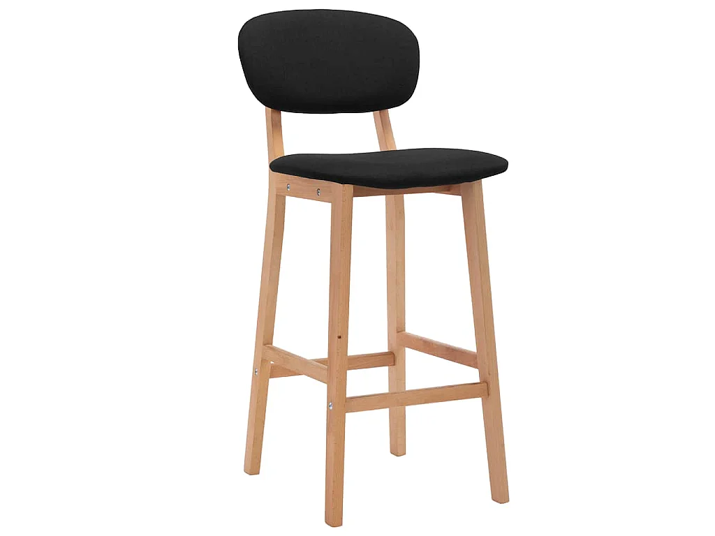 Tabourets de bar lot de 2 noir tissu