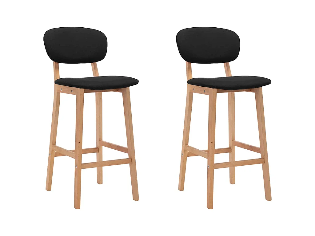 Tabourets de bar lot de 2 noir tissu