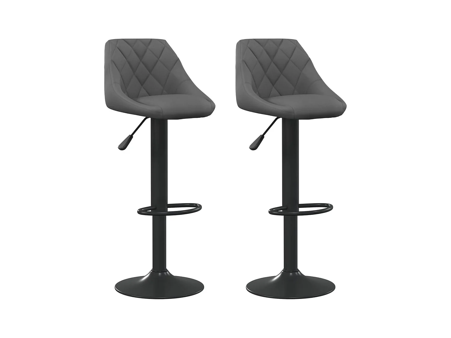 Tabourets de bar lot de 2 gris foncé velours