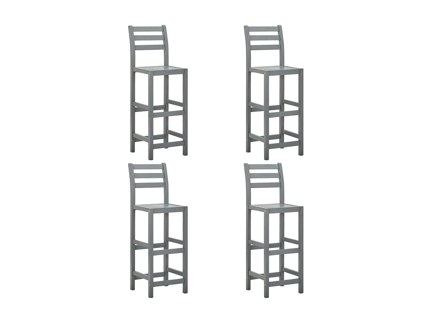 Barhocker 4 Stk. Grau Massivholz Akazie
