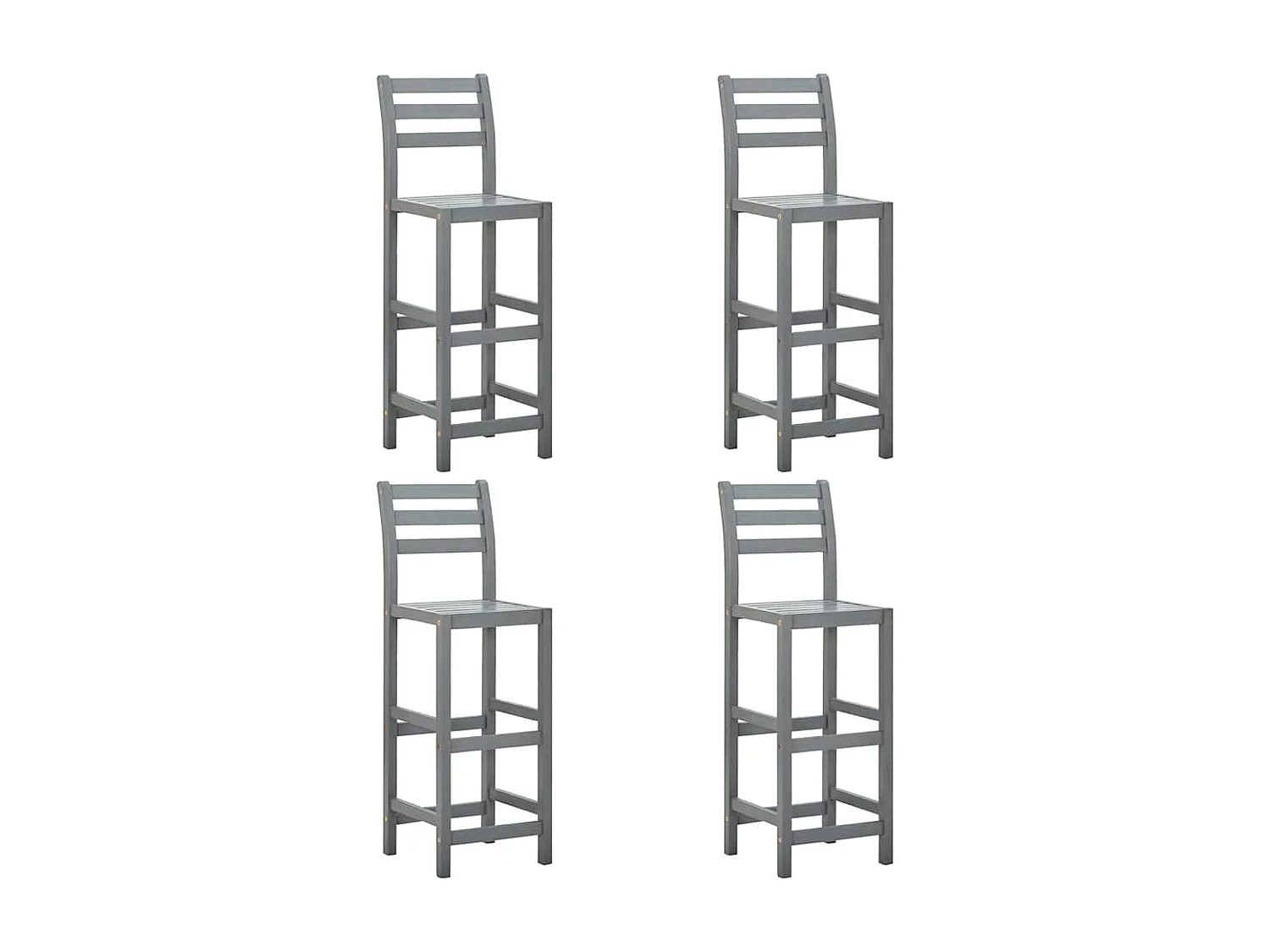 Barkrukken 4 st massief acaciahout grijs