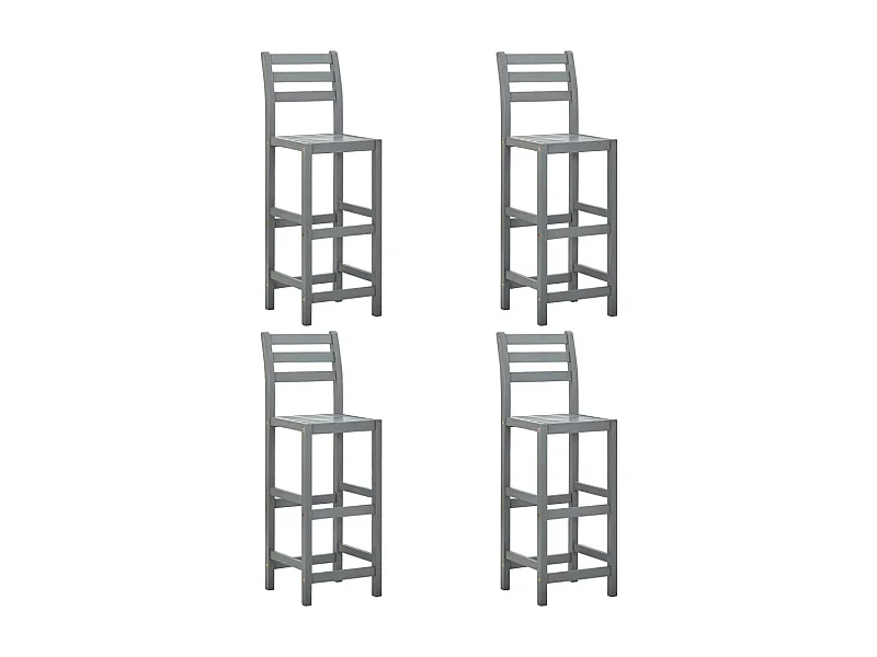 Barhocker 4 Stk. Grau Massivholz Akazie
