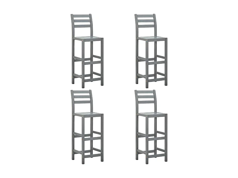 Barhocker 4 Stk. Grau Massivholz Akazie