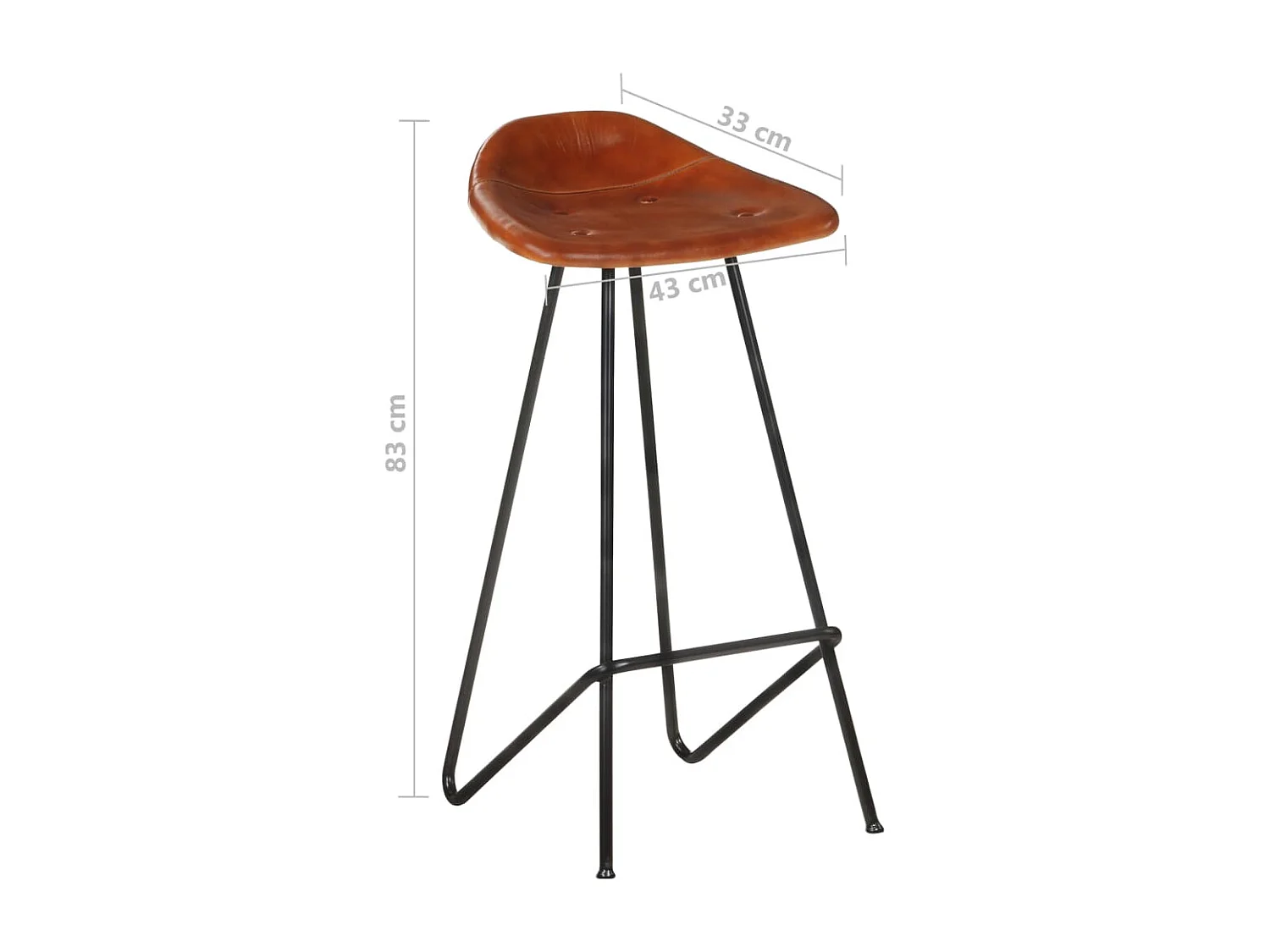 Tabourets de bar lot de 2 marron cuir véritable