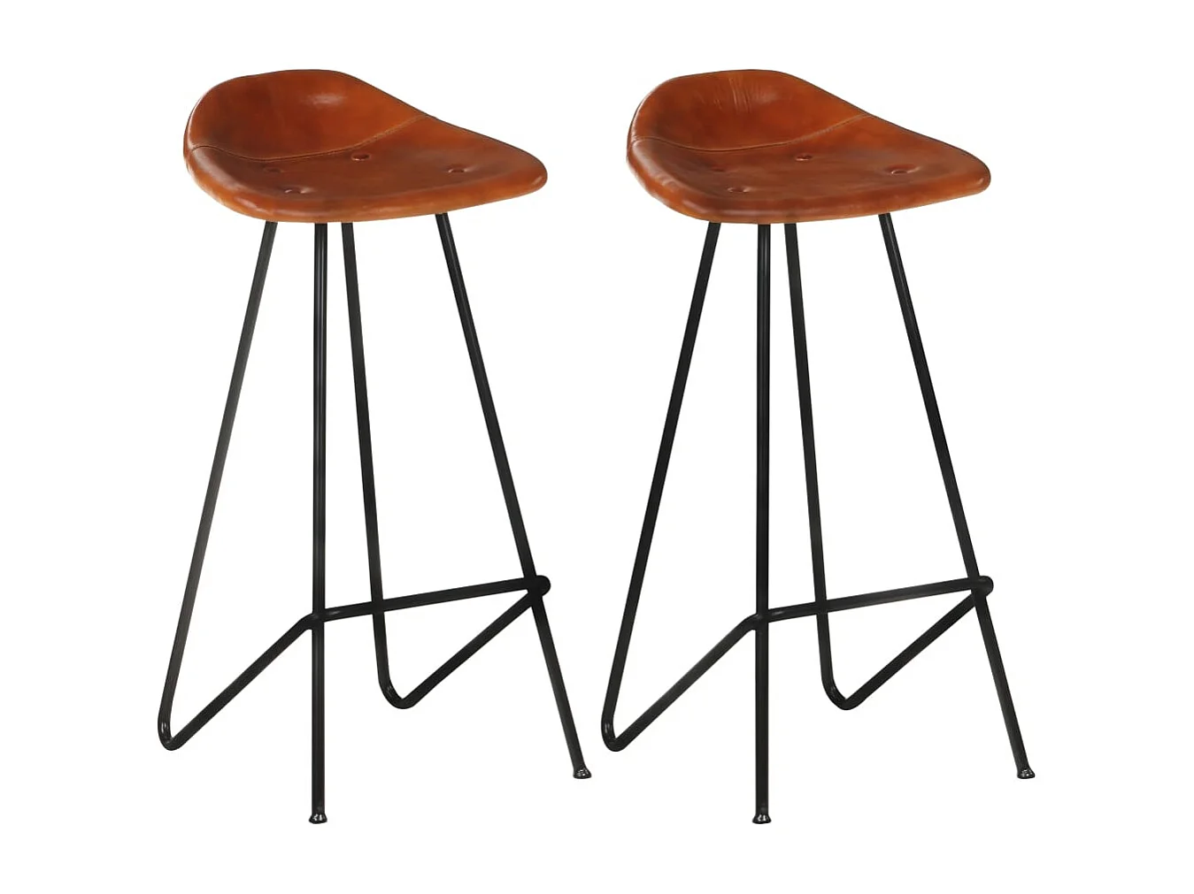 Tabourets de bar lot de 2 marron cuir véritable