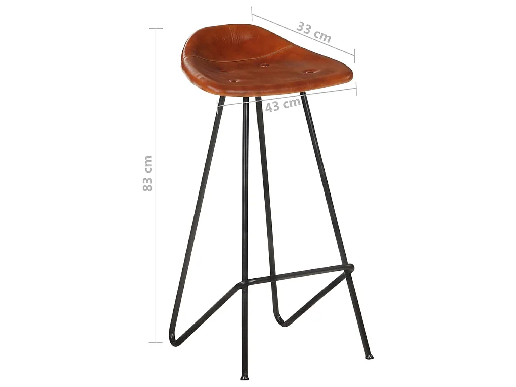 Tabourets de bar lot de 2 marron cuir véritable
