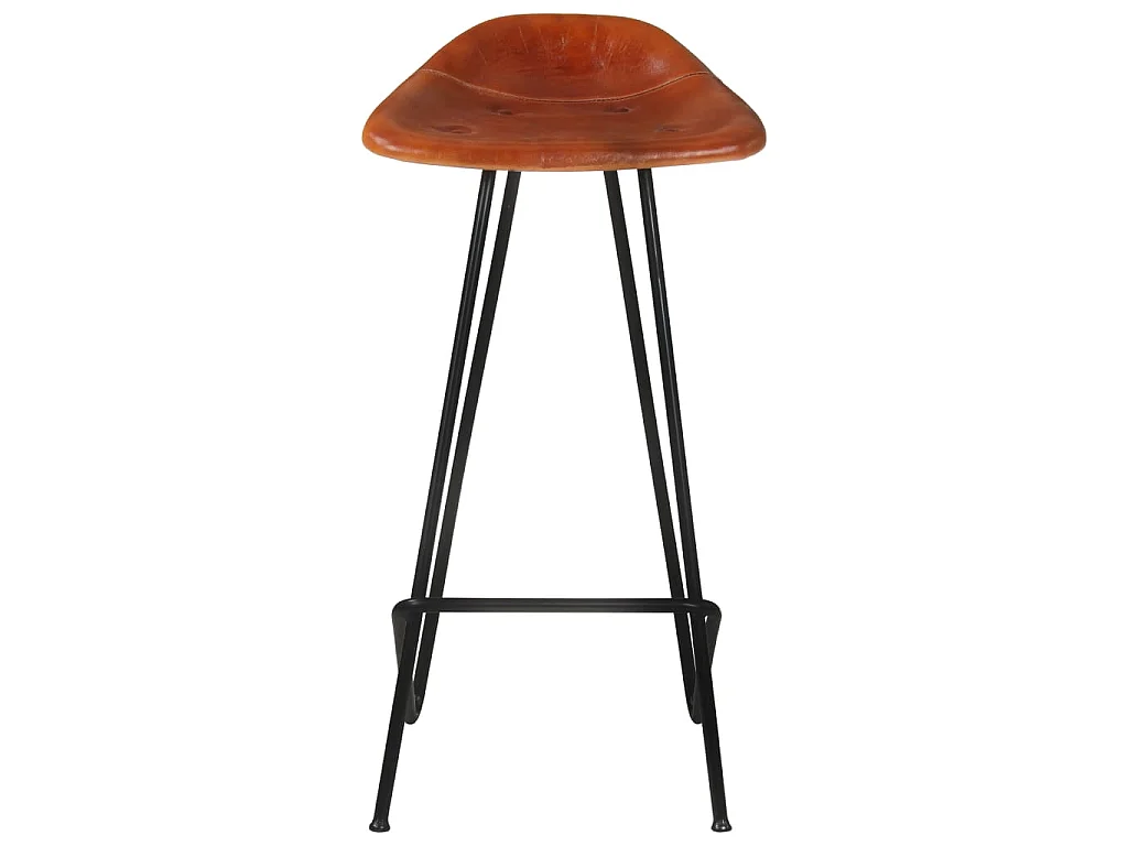 Tabourets de bar lot de 2 marron cuir véritable
