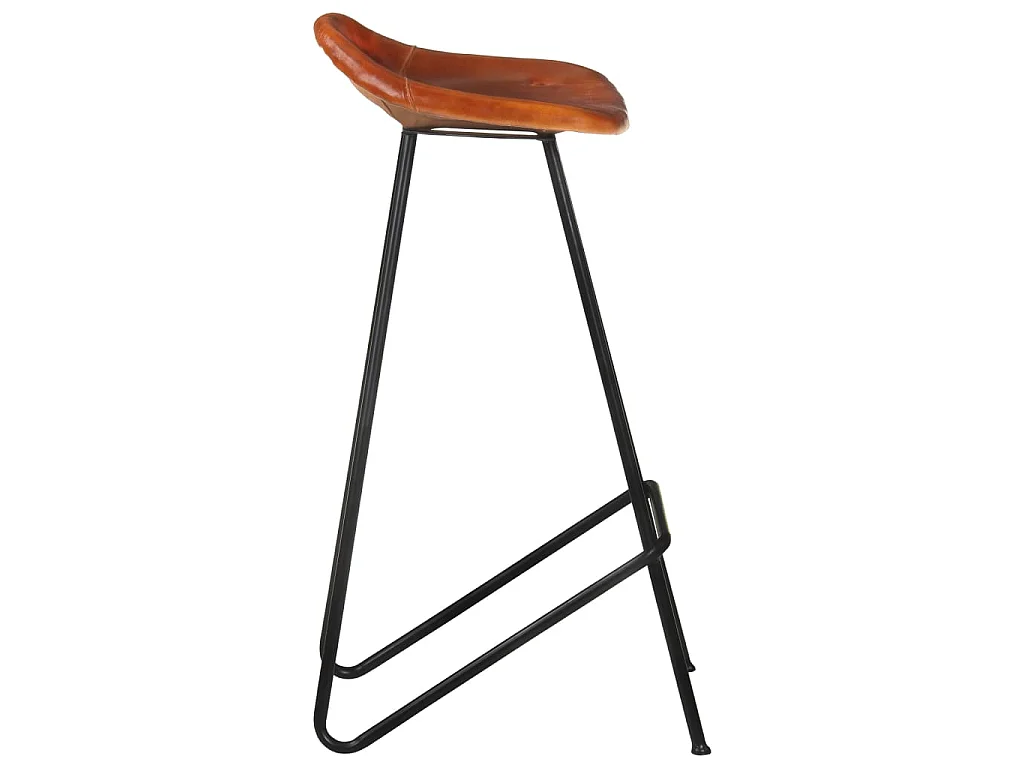 Tabourets de bar lot de 2 marron cuir véritable