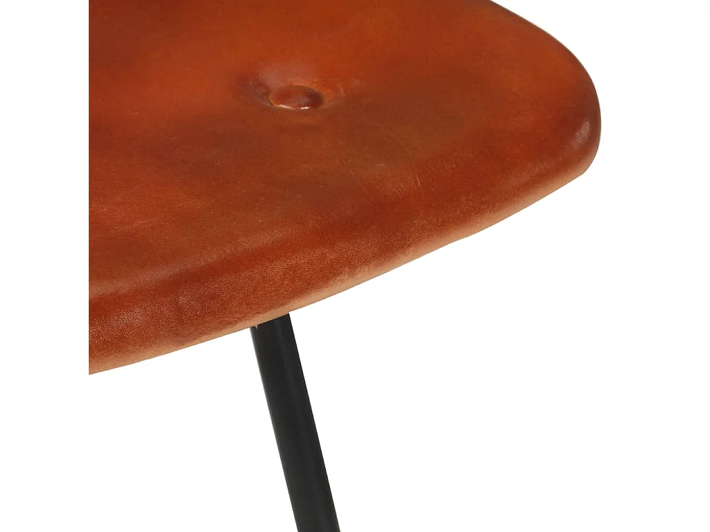 Tabourets de bar lot de 2 marron cuir véritable
