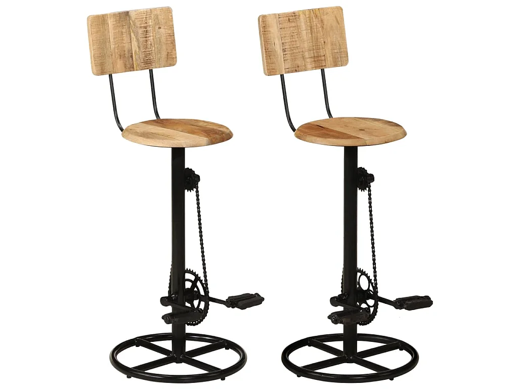 Tabourets de bar lot de 2 bois massif de manguier