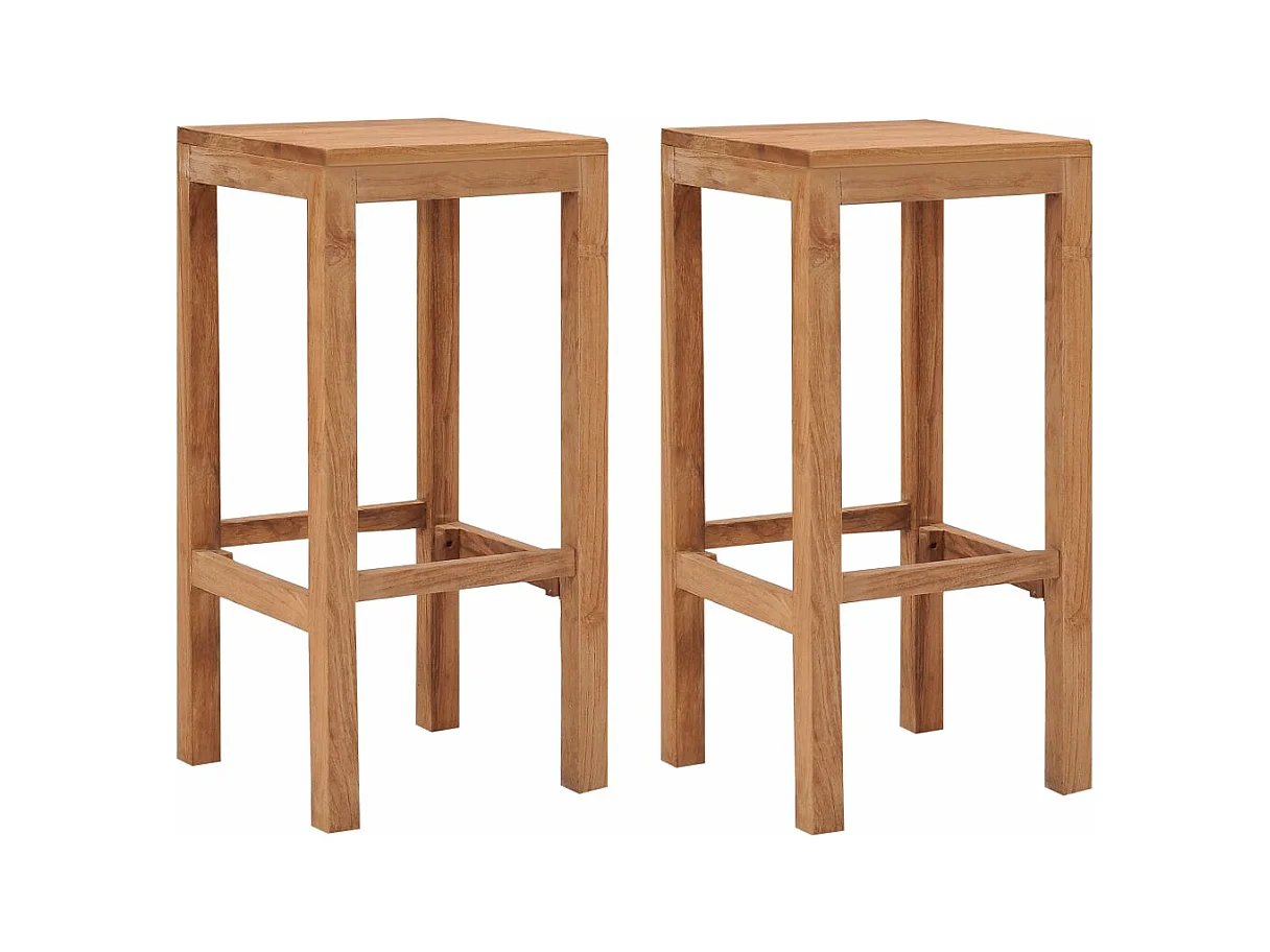 Tabourets de bar lot de 2 bois de teck massif